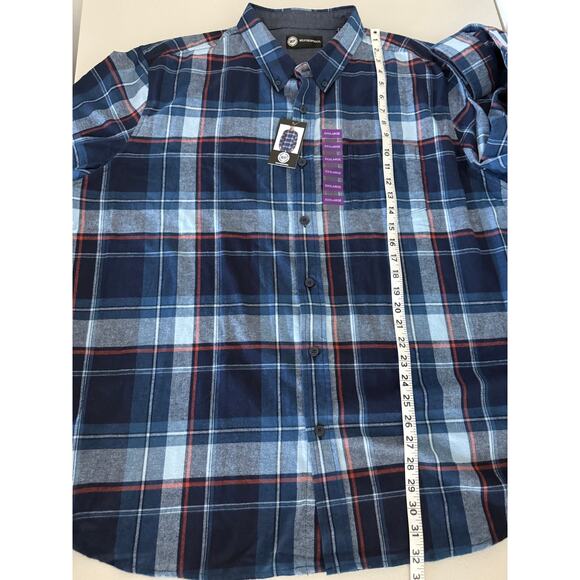 Men's Weatherproof Beacon Blue Plaid Flannel Button-up Shirt 3X/XXXL NWT - Picture 5 of 8